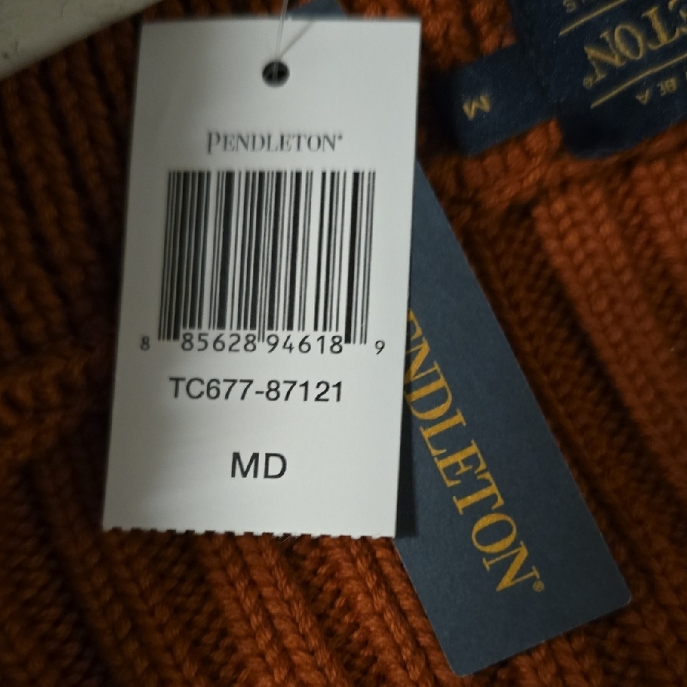 Pendleton Rust and Cream Patterned Shawl-Collar Cardigan - Picture 7 of 8